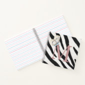Blaue Butterfly und Zebra-Fur-Rose Monogram Custom Notizblock (Innenseite)