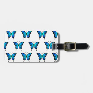 Blaue Butterflys von Schaufenstern. Gepäckanhänger