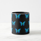 Blaue Butterflys von Schaufenstern Tasse (Zentrum)