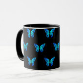 Blaue Butterflys von Schaufenstern Tasse (Vorderseite Links)