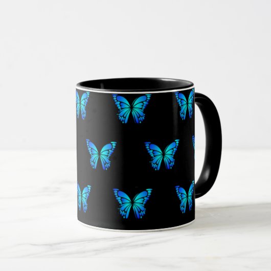 Blaue Butterflys von Schaufenstern Tasse (VorderseiteRechts)