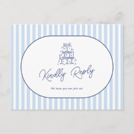 Blaue Cabana-Streifen-Hochzeitslied-Anfrage RSVP Postkarte