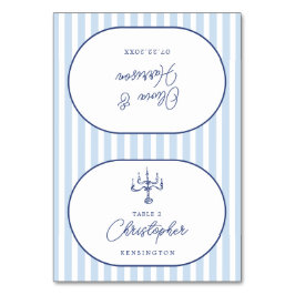 Blaue Cabana-Streifen Minimalistische Hochzeitspla Tischnummer