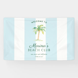Blaue Cabana Streifen Palm Beach Club Willkommen Banner