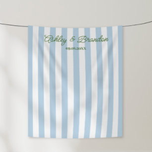 Blaue Cabana Streifen Personalisierte Hochzeit Wandteppich