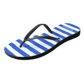 Blaue Cabana Streifen Personalisierter Strand Badesandalen (Schrägansicht)