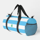 Blaue Cabana Streifen und Personalisiert grüne Mon Duffle Bag (Rechte Ecke)