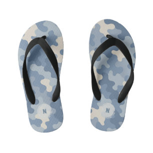 Blaue Camo-Militär-Monogramm  Kinderbadesandalen