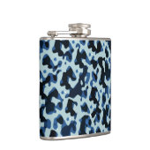 Blaue Camouflage Abstraktes Muster Flachmann (Rechts)