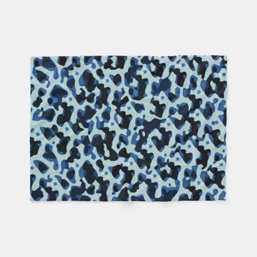 Blaue Camouflage Abstraktes Muster Fleecedecke (Vorderseite (Horizontal))