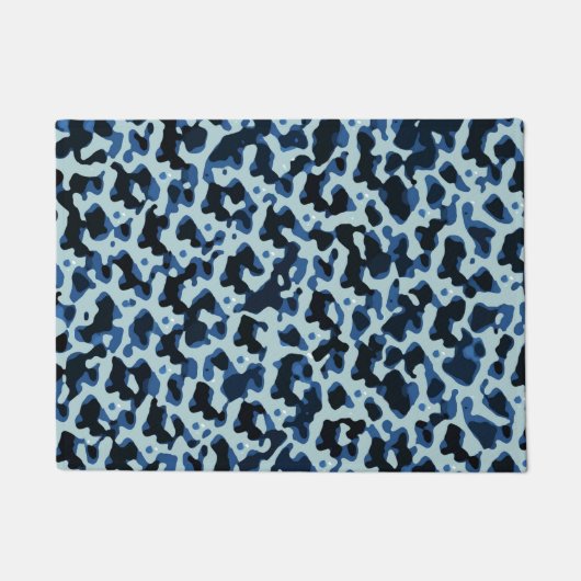 Blaue Camouflage Abstraktes Muster Fußmatte (Vorderseite)