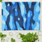 Blaue Camouflage Abstraktes Muster Geschirrtuch (Gefaltet)