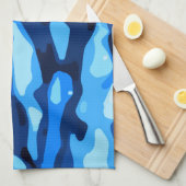 Blaue Camouflage Abstraktes Muster Geschirrtuch (Viertel Falte)
