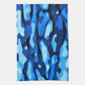 Blaue Camouflage Abstraktes Muster Geschirrtuch (Vertikal)