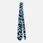 Blaue Camouflage Abstraktes Muster Krawatte (Vorderseite)