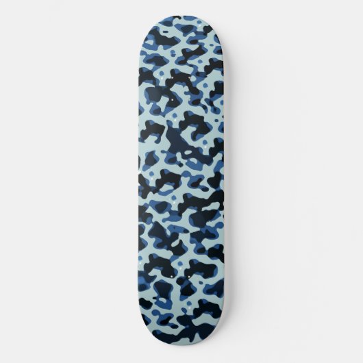 Blaue Camouflage Abstraktes Muster Skateboard (Vorderseite)