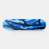 Blaue Camouflage Abstraktes Muster Skateboard (Horizontal)