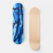 Blaue Camouflage Abstraktes Muster Skateboard (Vorderseite)