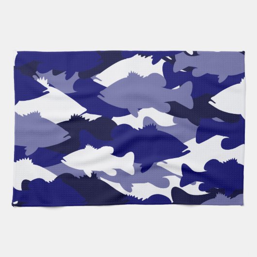 Blaue Camouflage-Bass-Fischen Handtuch (Horizontal)
