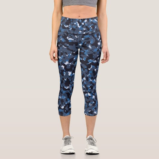 Blaue Camouflage Capri Leggings (Vorderseite)