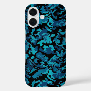 Blaue Camouflage iPhone 16 Hülle