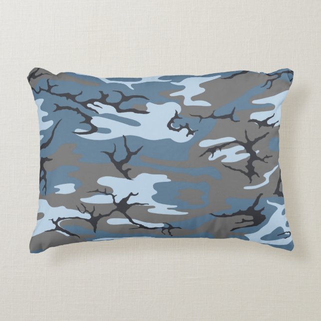 Blaue Camouflage Dekokissen (Vorderseite)