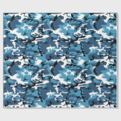 Blaue Camouflage Geschenkpapier (Flach)