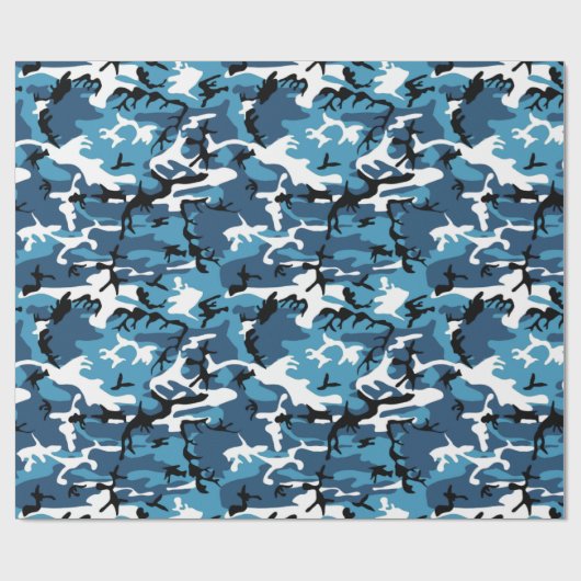 Blaue Camouflage Geschenkpapier (Flach)