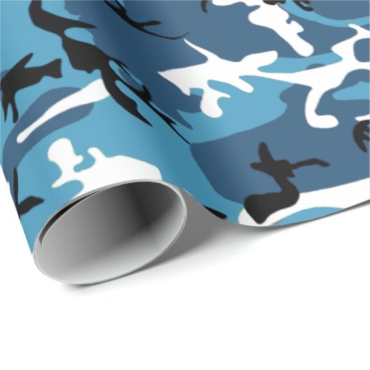 Blaue Camouflage Geschenkpapier (Rolleneckpunkt)