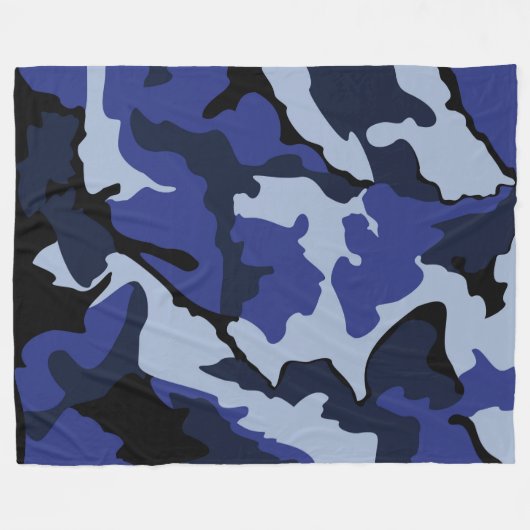 Blaue Camouflage, große Fleecedecke (Vorderseite (Horizontal))