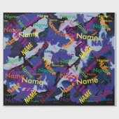 Blaue Camouflage Hinzufügen eines Namens für benut Geschenkpapier (Flach)