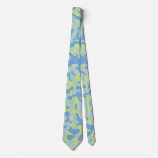 Blaue Camouflage in Gelb und Hellblau Krawatte (Vorderseite)