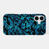 Blaue Camouflage iPhone 16 Hülle (Rückseite (Horizontal))