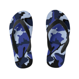 Blaue Camouflage, Kid's Flip Flops Kinderbadesandalen
