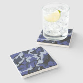 Blaue Camouflage, MarmorsteinUntersetzer Steinuntersetzer (Seitenansicht)