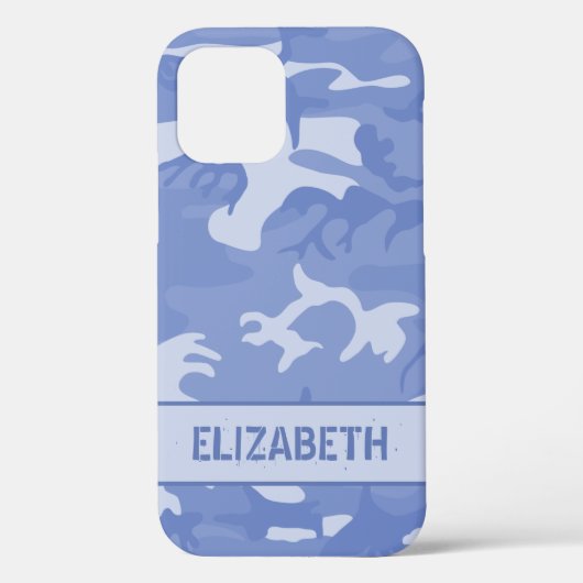 Blaue Camouflage Monogramm Case-Mate iPhone Hülle (Rückseite)