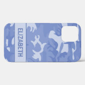 Blaue Camouflage Monogramm Case-Mate iPhone Hülle (Rückseite (Horizontal))