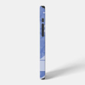 Blaue Camouflage Monogramm iPhone Hülle (Linke Seite)