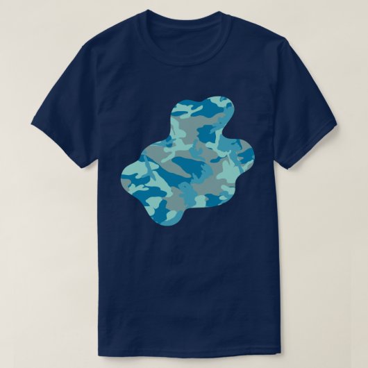 Blaue Camouflage Muster Paint Platsch v3 T-Shirt (Design vorne)