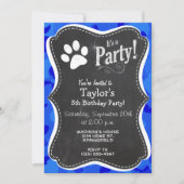 Blaue Camouflage; Paw Print Einladung (Vorderseite)
