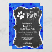 Blaue Camouflage; Paw Print Einladung (Vorne/Hinten)