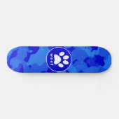 Blaue Camouflage; Paw Print Skateboard (Horizontal)