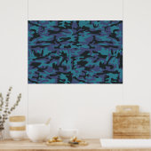 Blaue Camouflage Poster (Küche)