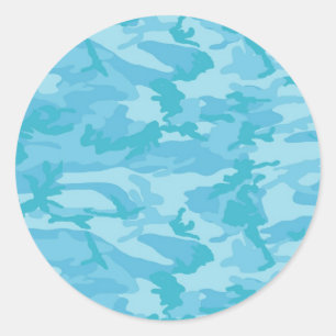 Blaue Camouflage Runder Aufkleber