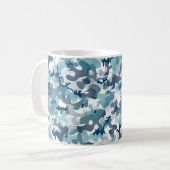 Blaue Camouflage Tarnmuster in Marinetönen Kaffeetasse (Vorderseite Links)