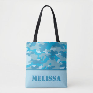 Blaue Camouflage (Tarnung) personalisiert Tasche
