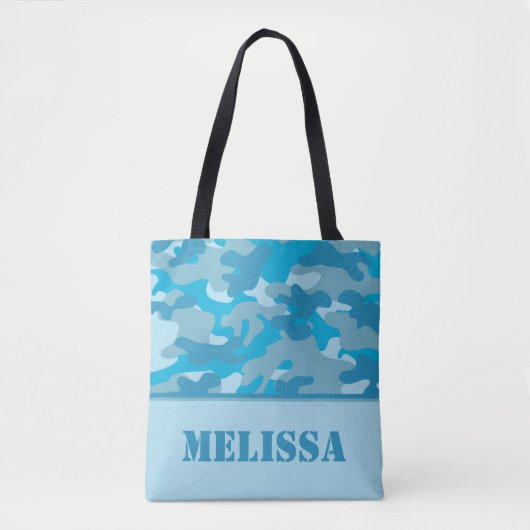 Blaue Camouflage (Tarnung) | personalisiert Tasche (Vorderseite)