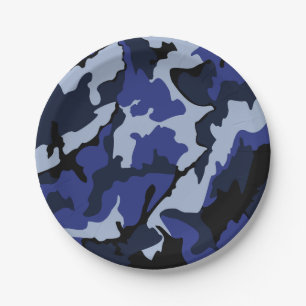 Blaue Camouflage, Teller für das 7-Zoll-Papier-Pa