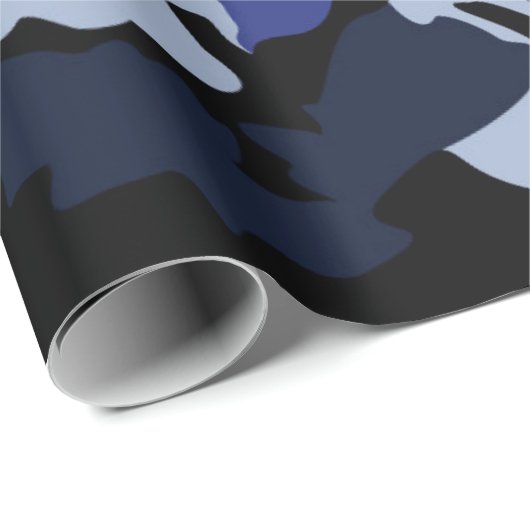 Blaue Camouflage, Umschlagpapier Geschenkpapier (Rolleneckpunkt)