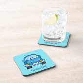 Blaue Cartoon Getränkeuntersetzer (Rechte Seite)